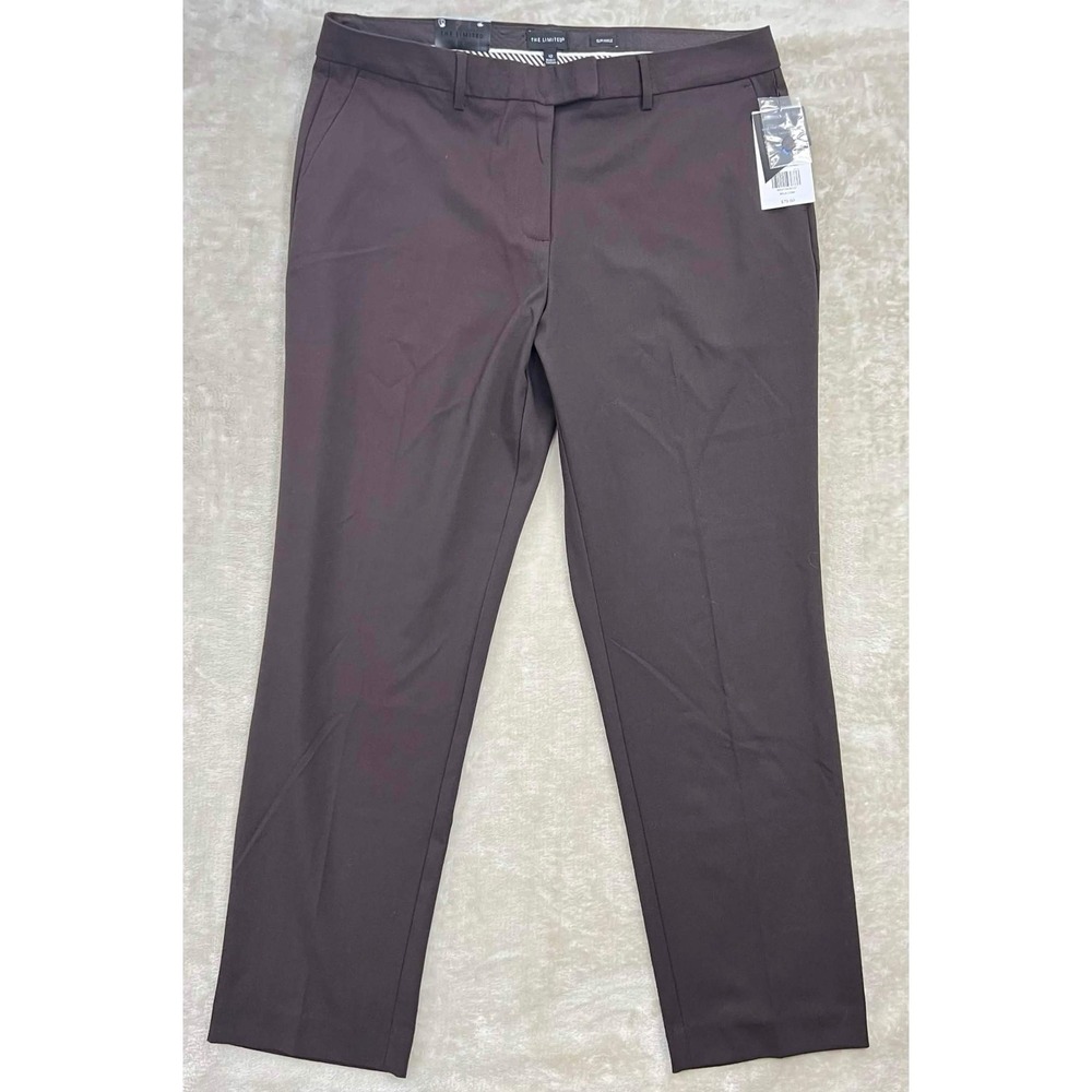 NWT New The Limited Slim Ankle Pants Womens Brown Stretch Dress Trousers Size 12